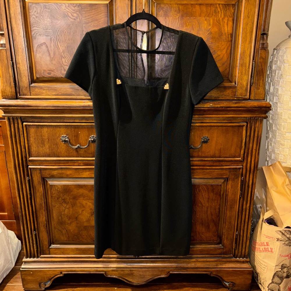 Vintage Jessica Howard Black Mini Dress with Gold Accents